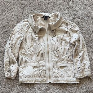 White House Black Market Cream Bomber Jacket